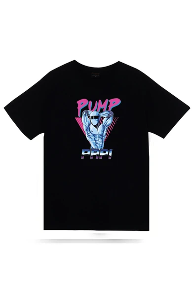 fame-stoned Gym, Fitness, Vucüt Geliştirme, Body Building, Pump Baskılı Unisex %100 Pamuk Siyah T-shirt ürün görseli 1