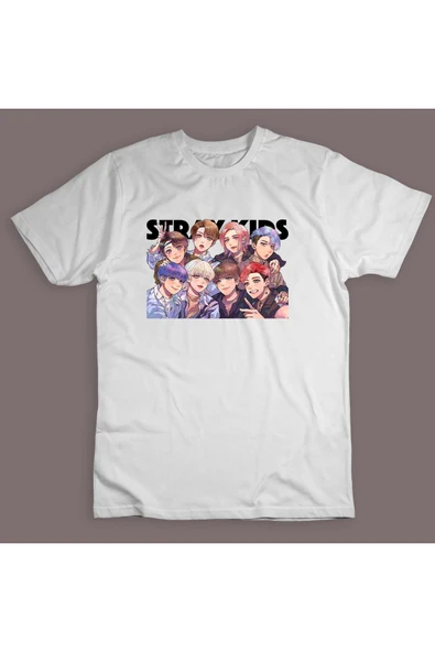 fame-stoned Stray Kids K-pop Müzik Grubu Baskılı Unisex %100 Pamuk Beyaz T-shirt ürün görseli 1
