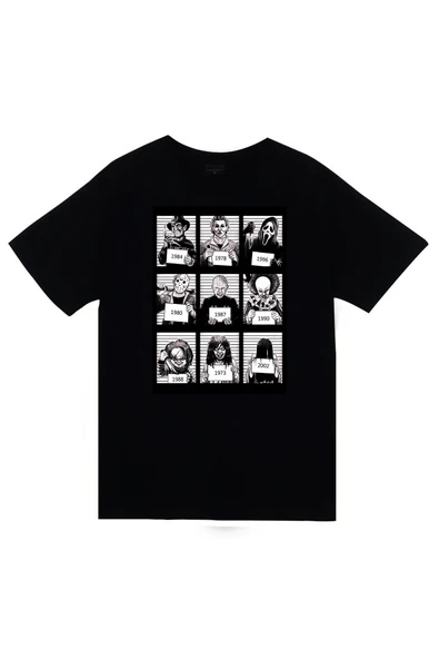 fame-stoned Freddy,Michael,Çığlık,Jason,Hellraiser,PennyWise,Chucky,Samara Baskılı Unisex %100 Pamuk T-shirt ürün görseli 1