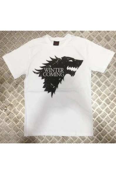 fame-stoned Game Of Thrones Baskılı Unisex %100 Pamuk Beyaz T-shirt ürün görseli 1
