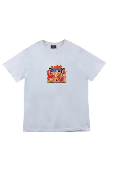 fame-stoned Slam Dunk Anime Baskılı Unisex %100 Pamuk Beyaz T-shirt ürün görseli 1