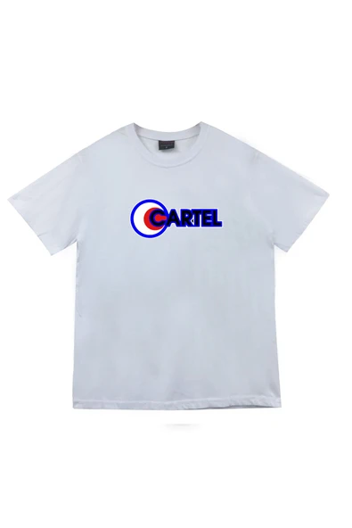 fame-stoned Cartel Baskılı Unisex %100 Pamuk Beyaz T-shirt ürün görseli 1
