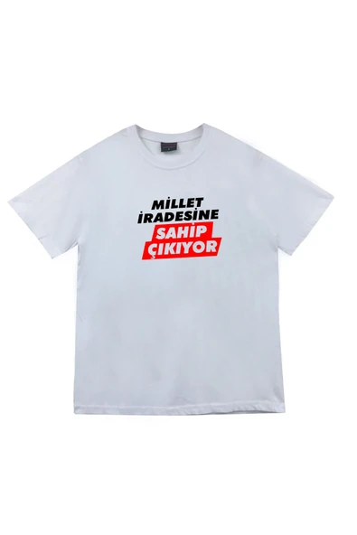 fame-stoned Millet Iradesine Sahip Çıkıyor Baskılı Unisex %100 Pamuk Beyaz T-shirt ürün görseli 1