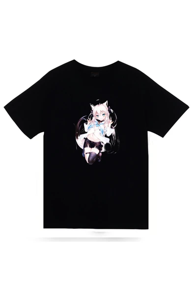 fame-stoned Furina Genshin İmpact Anime Baskılı Unisex Siyah %100 Pamuk T-shirt ürün görseli 1