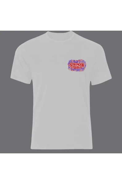 fame-stoned Stranger Things Baskılı Unisex %100 Pamuk Beyaz T-shirt ürün görseli 1