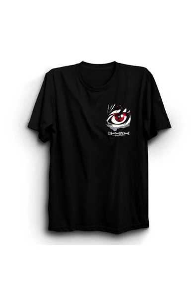 fame-stoned Death Note Anime Baskılı Unisex %100 Pamuk Siyah T-shirt ürün görseli 1