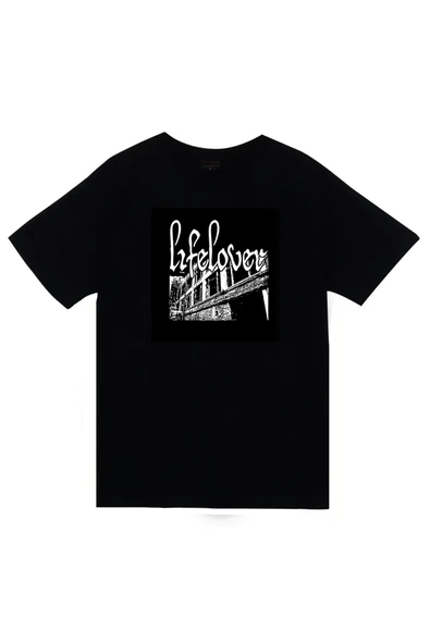 fame-stoned Lifelover Müzik Grubu Baskılı Unisex %100 Pamuk Siyah T-shirt ürün görseli 1