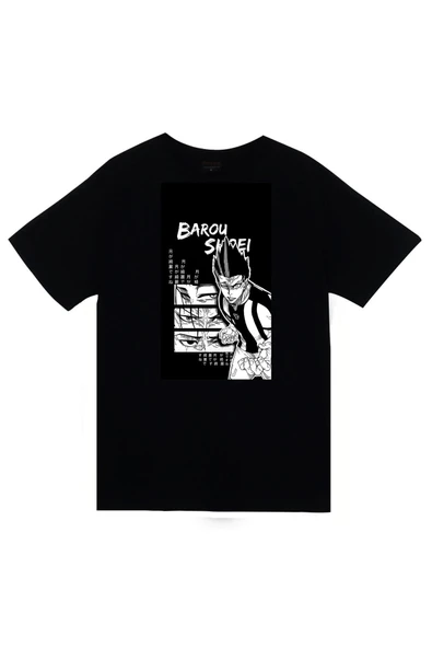 fame-stoned Blue Lock Barou Shoei Anime Baskılı Unisex %100 Pamuk Siyah T-shirt ürün görseli 1