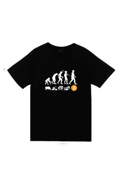 fame-stoned Human Evolution Insan Evrimi Money Evolution Bitcoin Baskılı Oversize Tshirt ürün görseli 1