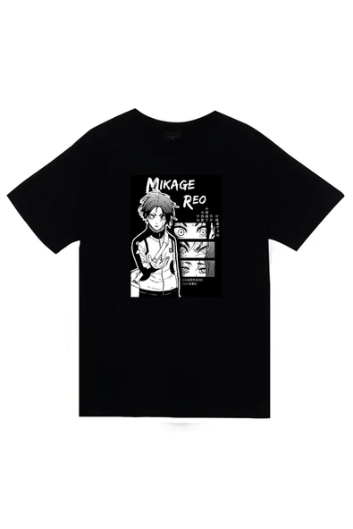 fame-stoned Blue Lock, Reo Mikage Anime Baskılı Unisex %100 Pamuk Siyah T-shirt ürün görseli 1