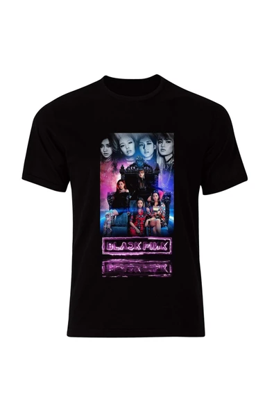 fame-stoned Blackpink ( K-pop , Black Pink ) Özel Tasarım Unisex %100 Pamuk Siyah T-shirt ürün görseli 1
