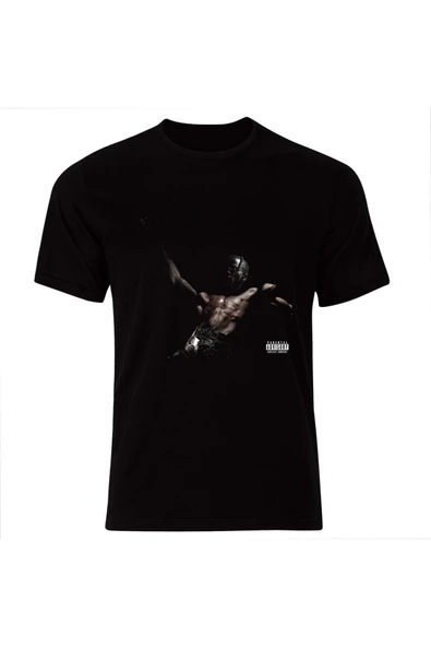 fame-stoned Utopia Travis Scott Baskılı Unisex %100 Pamuk Siyah T-shirt ürün görseli 1