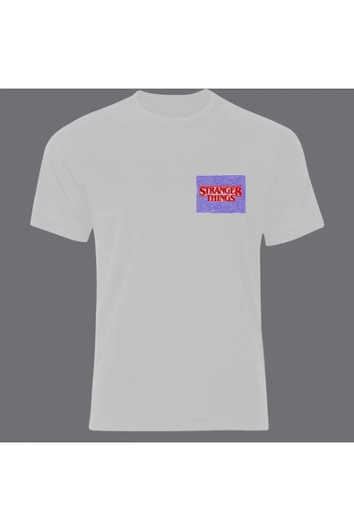 fame-stoned Stranger Things Baskılı Unisex %100 Pamuk Beyaz T-shirt ürün görseli 1