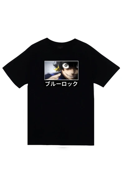 fame-stoned Blue Lock, Bachira Meguru Anime Baskılı Unisex %100 Pamuk Siyah T-shirt ürün görseli 1