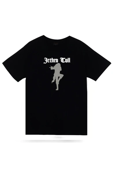 fame-stoned Jethro Tull Baskılı Unisex Siyah %100 Pamuk T-shirt ürün görseli 1