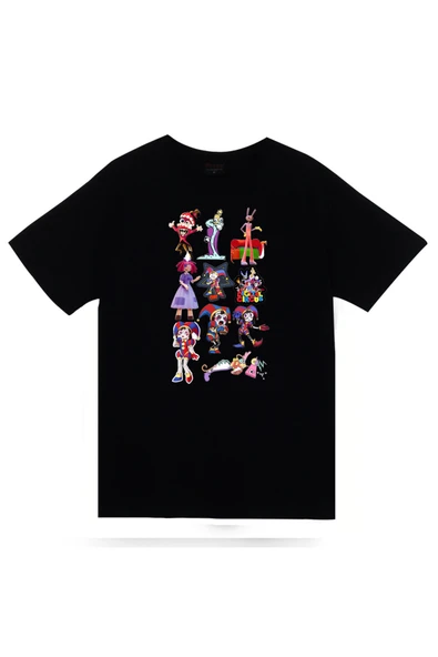 fame-stoned The Amazing Digital Circus Baskılı %100 Pamuk Unisex Siyah T-shirt ürün görseli 1