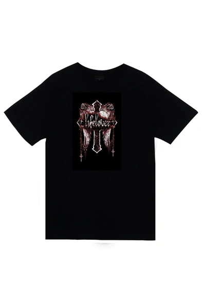 fame-stoned Lifelover Müzik Grubu Baskılı Unisex %100 Pamuk Siyah T-shirt ürün görseli 1