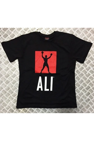 fame-stoned Muhammed Ali Baskılı Unisex %100 Pamuk Siyah T-shirt ürün görseli 1