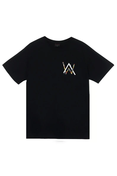 fame-stoned Alan Walker Baskılı Unisex %100 Pamuk Siyah T-shirt ürün görseli 1