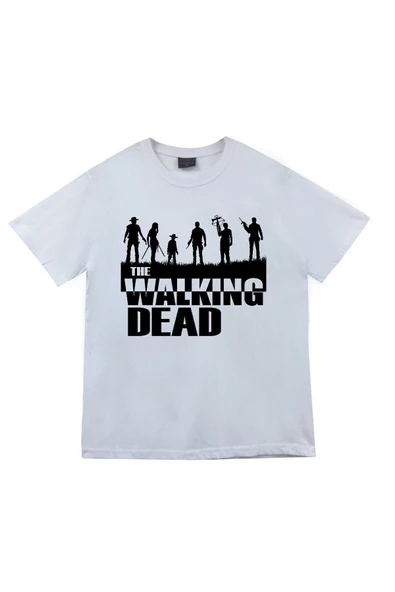 fame-stoned Unisex Beyaz The Walking Death Baskılı T-shirt ürün görseli 1