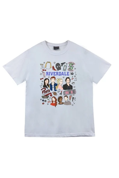 fame-stoned Unisex Beyaz Riverdale Southside Serpents Baskılı T-shirt ürün görseli 1