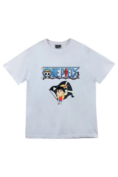 fame-stoned Unisex Beyaz One Piece Baskılı T-shirt ürün görseli 1