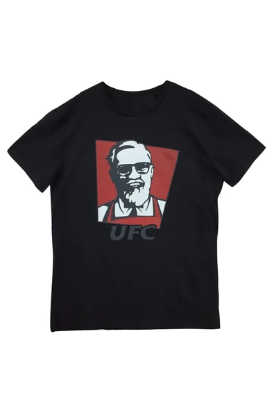 fame-stoned Ufc Baskılı Unisex Siyah %100 Pamuk T-shirt ürün görseli 1