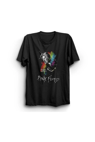 fame-stoned Pink Floyd Baskılı Unisex %100 Pamuk Siyah T-shirt ürün görseli 1