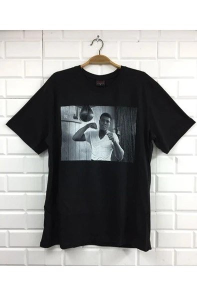fame-stoned Muhammed Ali Baskılı Unisex %100 Pamuk Siyah T-shirt ürün görseli 1