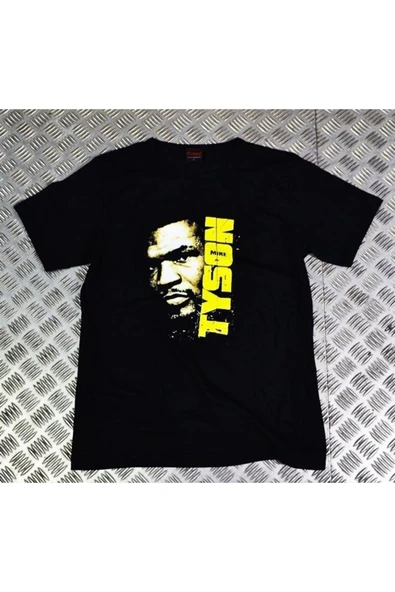 fame-stoned Mike Tyson Baskılı Unisex %100 Pamuk Siyah T-shirt ürün görseli 1