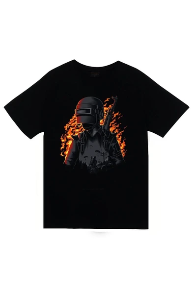 fame-stoned Unisex Siyah Pubg Baskılı T-shirt ürün görseli 1