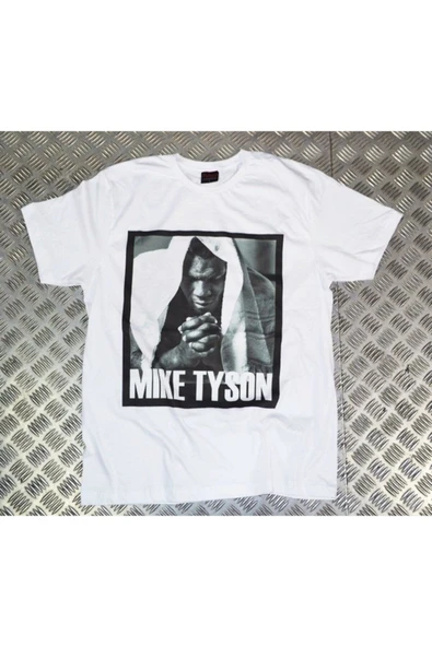 fame-stoned Mike Tyson Baskılı Unisex %100 Pamuk Beyaz T-shirt ürün görseli 1