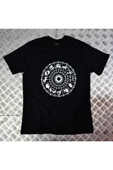 fame-stoned Siyah Astroloji Haritası - Zodıac Baskılı T-shirt ürün görseli 1