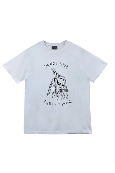 fame-stoned Billie Eilish Baskılı Unisex %100 Pamuk Beyaz T-shirt ürün görseli 1