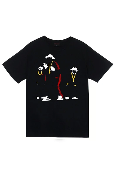 fame-stoned Unisex Siyah Run Dmc Baskılı T-shirt ürün görseli 1