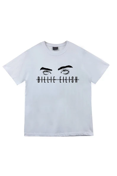 fame-stoned Unisex Beyaz Billie Eilish Baskılı Beyaz %100 Pamuk T-shirt ürün görseli 1
