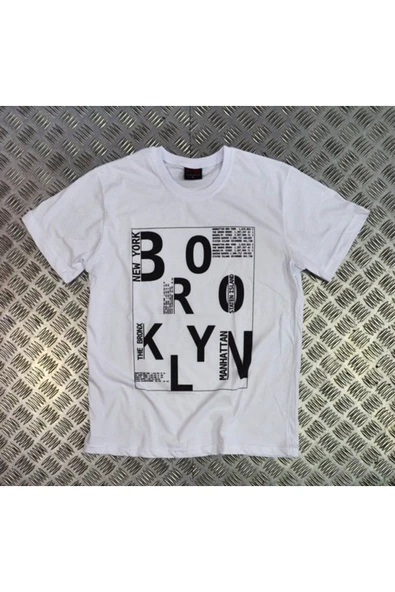 fame-stoned Unisex Beyaz New York Brooklyn Baskılı T-shirt ürün görseli 1