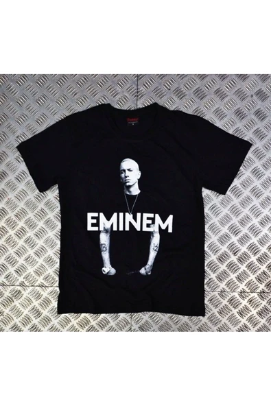 fame-stoned Eminem Baskılı Unisex %100 Pamuk Siyah T-shirt ürün görseli 1