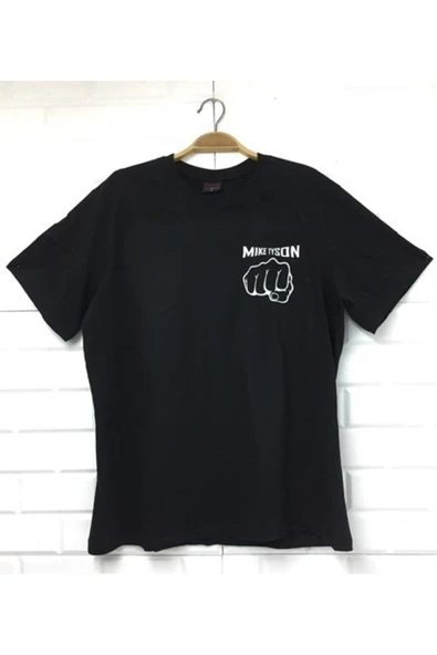 fame-stoned Mike Tyson Baskılı Unisex %100 Pamuk Siyah T-shirt ürün görseli 1