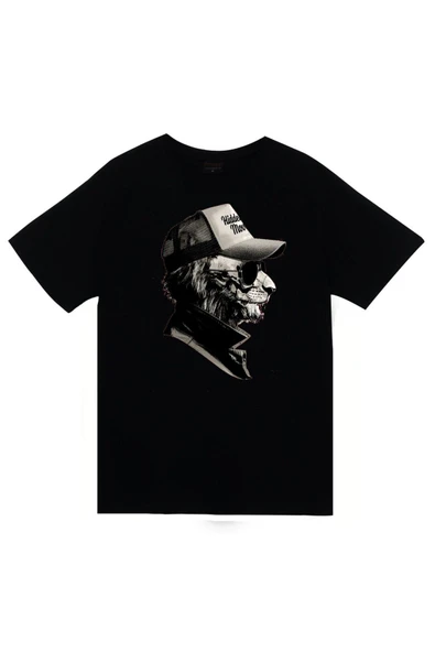 fame-stoned Siyah Aslan Baskılı T-shirt ürün görseli 1