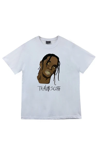 fame-stoned Beyaz Astraworld Travis Scott Baskılı T-shirt ürün görseli 1