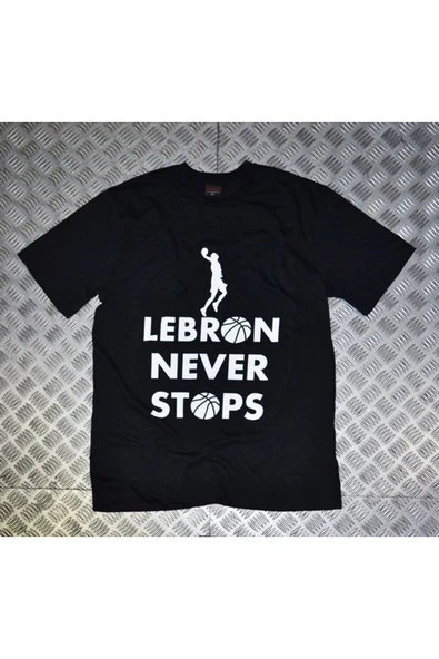 fame-stoned Lebron James Baskılı Unisex %100 Pamuk Siyah T-shirt ürün görseli 1