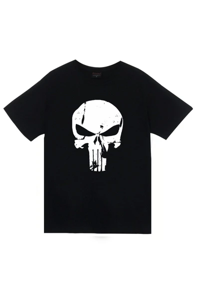 fame-stoned Punisher Kuru Kafa Baskılı Unisex %100 Pamuk T-shirt ürün görseli 1