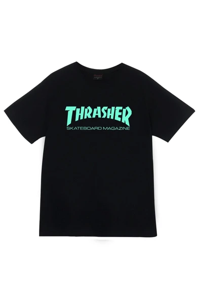 fame-stoned Unisex Siyah Thrasher Baskılı T-hSirt ürün görseli 1