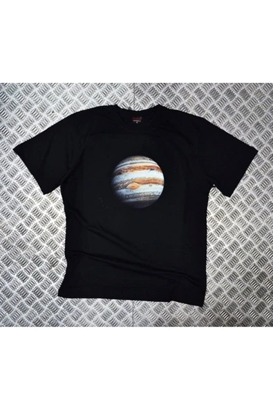 fame-stoned Saturn Baskılı Unisex %100 Pamuk Siyah T-shirt ürün görseli 1