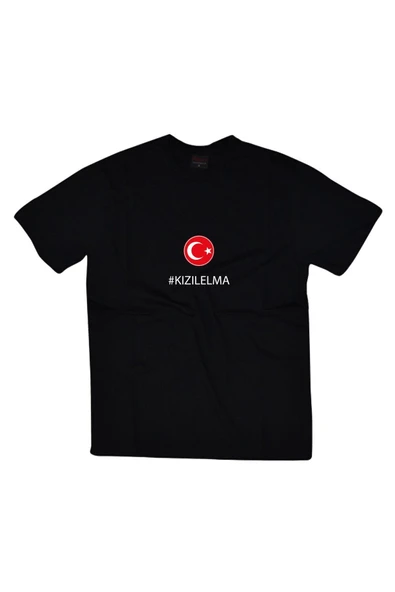 fame-stoned Unisex Siyah Kızılelma Baskılı T-shirt ürün görseli 1