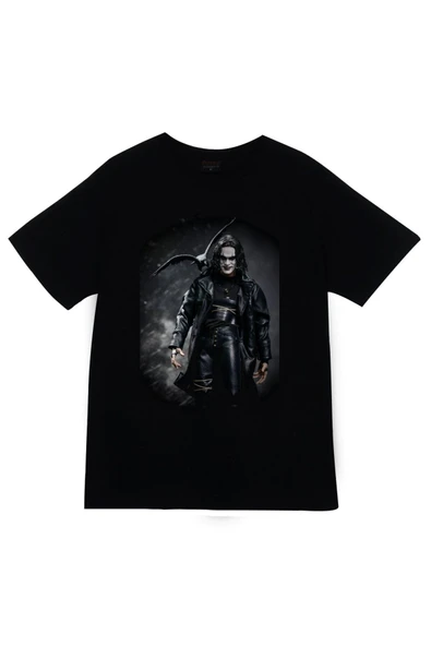 fame-stoned Unisex Siyah The Crow Baskılı T-shirt ürün görseli 1