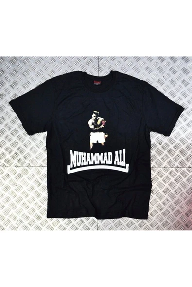 fame-stoned Muhammed Ali Baskılı Unisex %100 Pamuk Siyah T-shirt ürün görseli 1
