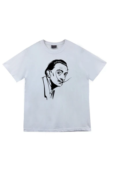 fame-stoned Unisex Beyaz Salvador Dali Baskılı T-shirt ürün görseli 1