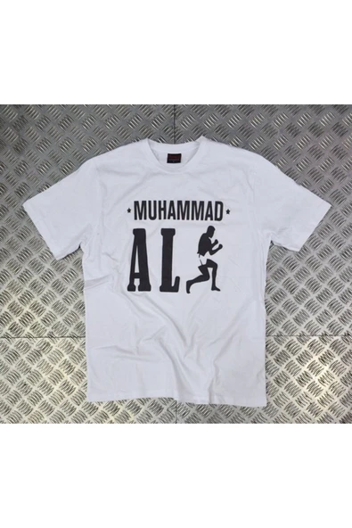 fame-stoned Muhammed Ali Baskılı Unisex %100 Pamuk Beyaz T-shirt ürün görseli 1